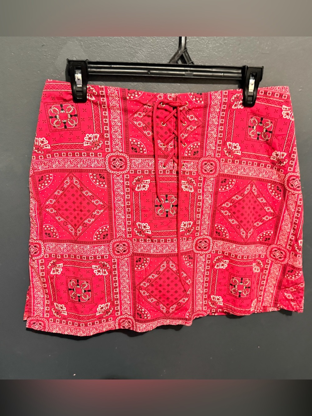 Vintage Y2K Zoey Beth Bandana Skort skirt red paisley mini skirt